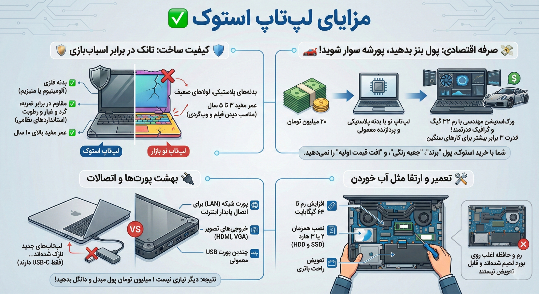 مزایای لپ تاپ استوک
