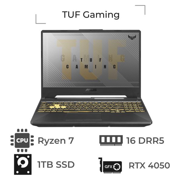 لپ تاپ ایسوس 15.6 اینچ مدل TUF Gaming FA707NU-B RYZEN 7 7735HS 16GB DDR5 1TB 6GB RTX 4050