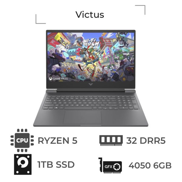 لپ تاپ اچ پی 15.6 اینچ مدل Victus 15-FB2082WM-AD RYZEN 5 8645HS 32GB DDR5 1TB 6GB RTX 4050