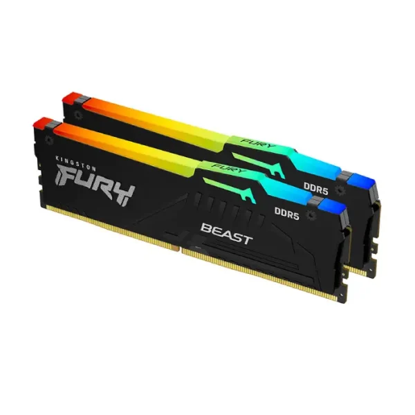 رم کامپیوتر کینگستون مدل Kingston Fury Beast RGB 32GB (2x16GB) 5600MHz CL40 DDR5 Dual