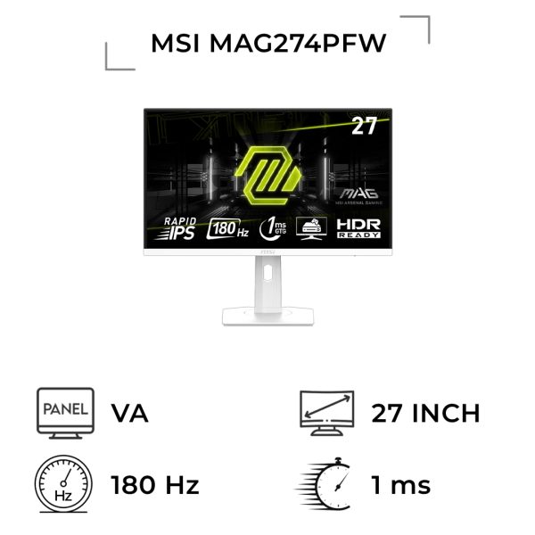 مانیتور گیمینگ 27 اینچ ام اس آی مدل MSI MAG274PFW