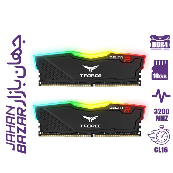 رم کامپیوتر تیم گروپ TeamGroup T-Force DELTA RGB DDR4 16GB Dual 3200MHz CL16