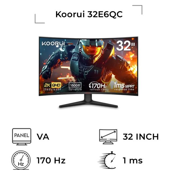 مانیتور گیمینگ کووری مدل Koorui Gaming Monitor 32E6QC سایز 32 اینچ