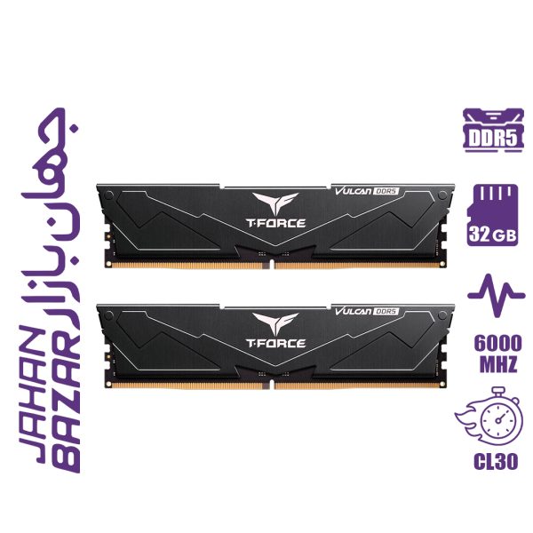 رم کامپیوتر تیم گروپ TeamGroup T-Force Vulcan DDR5 32GB Dual 6000MHz CL30
