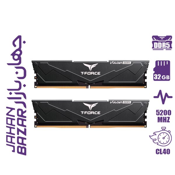 رم کامپیوتر تیم گروپ TeamGroup T-Force Vulcan DDR5 32GB Dual 5200MHz CL40