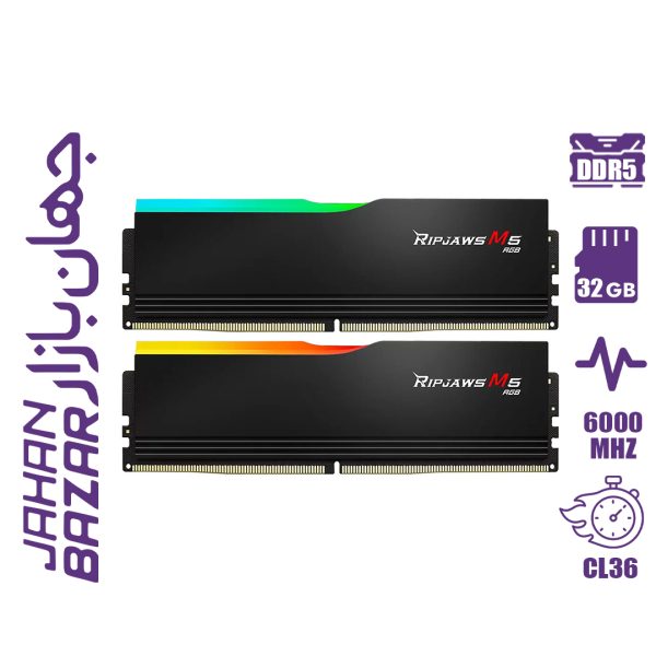 رم کامپیوتر جی اسکیل G.Skill Ripjaws M5 RGB 32GB Dual 6000MHz CL36 - Black