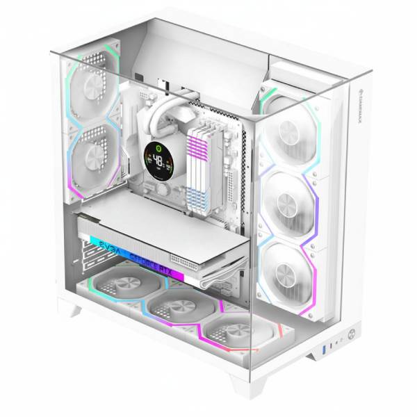کیس گیم مکس اینفینیتی پرو سفید – کیس گیمینگ دو محفظه شیشه سهطرفه