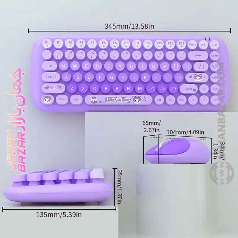 کیبورد و ماوس بی سیم مافی مدل candy fashion multicolor، سوییچ ممبران، Tenkeyless - Image 10