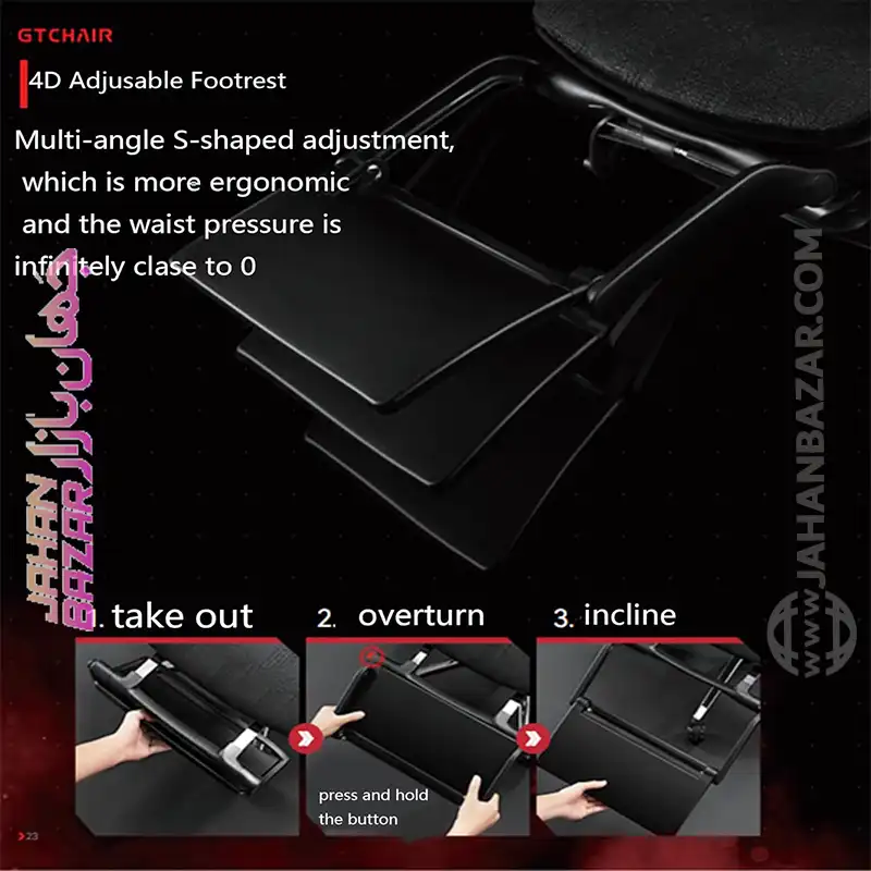 صندلی اداری گیمینگ ارگونومیک VIDA با دسته 5 بعدی و زیر سری 3 بعدی GTCHAIR - تصویر 6