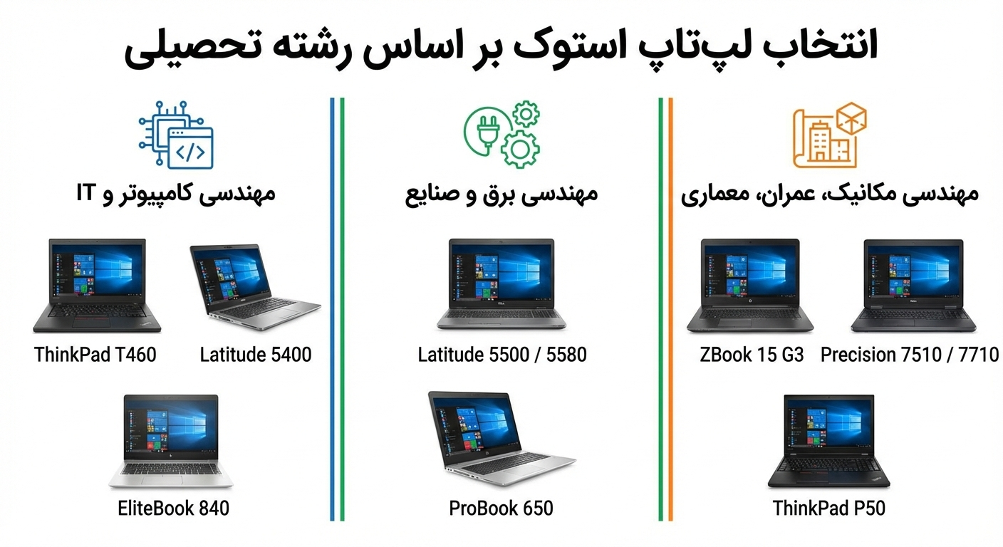انتخاب لپ‌تاپ استوک بر اساس رشته تحصیلی