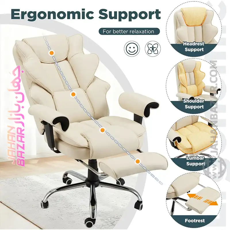 صندلی اداری ارگونومیک با ماساژ و گرمایش از 6 نقطه هومرست HOMREST - Image 7