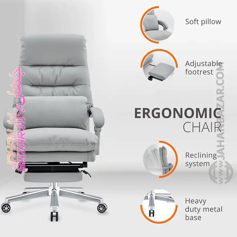 صندلی مدیریتی تاشو ارگونومیک با پشتی بلند و زیرپایی اسکای لند Skyland - Image 4