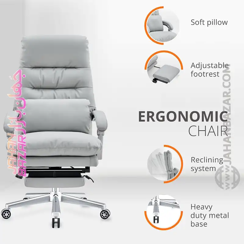 صندلی مدیریتی تاشو ارگونومیک با پشتی بلند و زیرپایی اسکای لند Skyland - Image 6