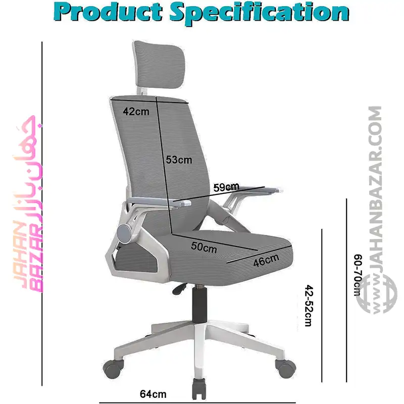 صندلی گیمینگ و اداری ارگونومیک ونسپرت (Wensprt) مدل پشتی توری با تکیهگاه سر قابل تنظیم و بالشتک لاتکس - تصویر 6