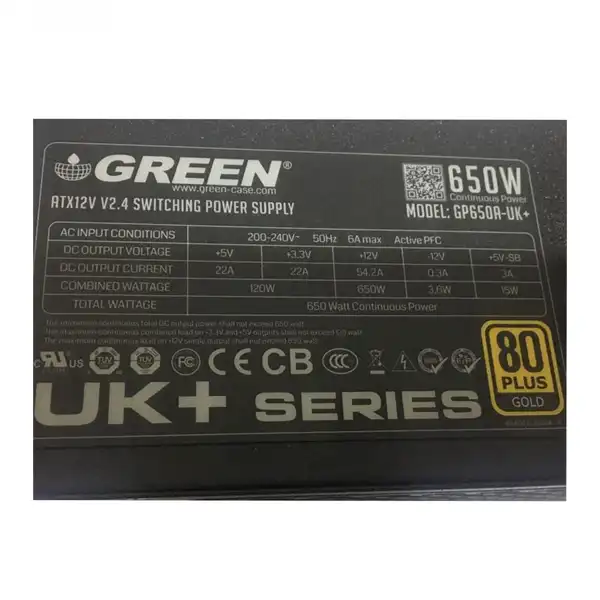 منبع تغذیه استوک کامپیوتر گرین مدل GP650A-UK PLUS - Image 3