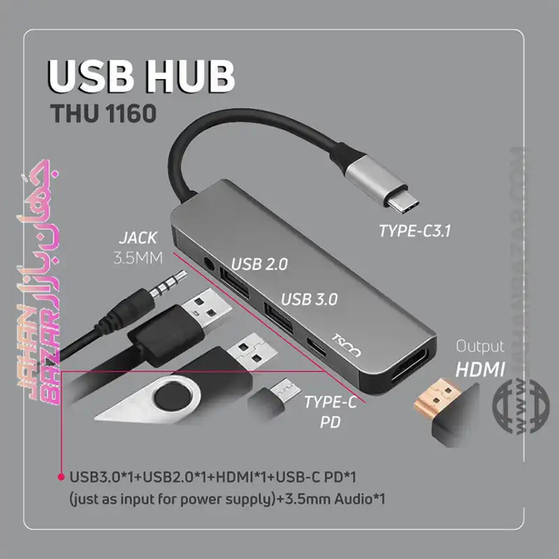 هاب USB تسکو TSCO پنج پورت مدل THU 1160 - Image 2