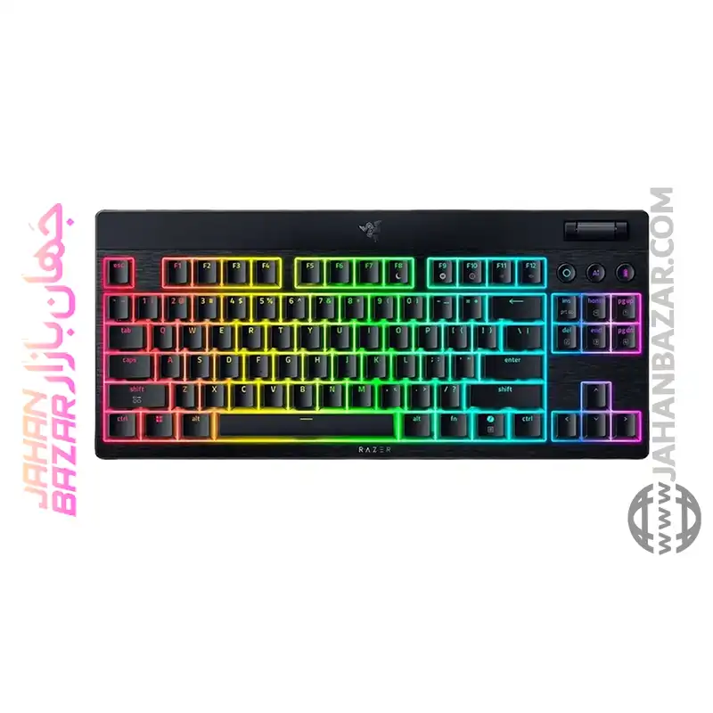 کیبورد گیمینگ ریزر Razer مدل Blackwidow V4 Low-Profile HyperSpeed Yellow Switch