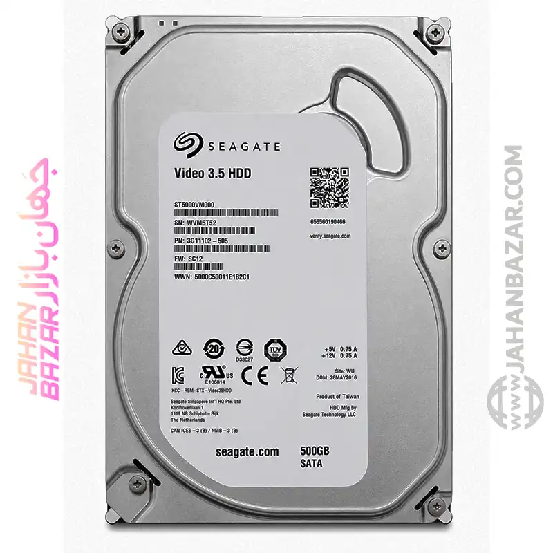 هارد دیسک اینترنال Seagate سیگیت 500 گیگابایت مدل Video ST500VT000 باریک ۳.۵ اینچ مخصوص ضبط دوربین مداربسته-3