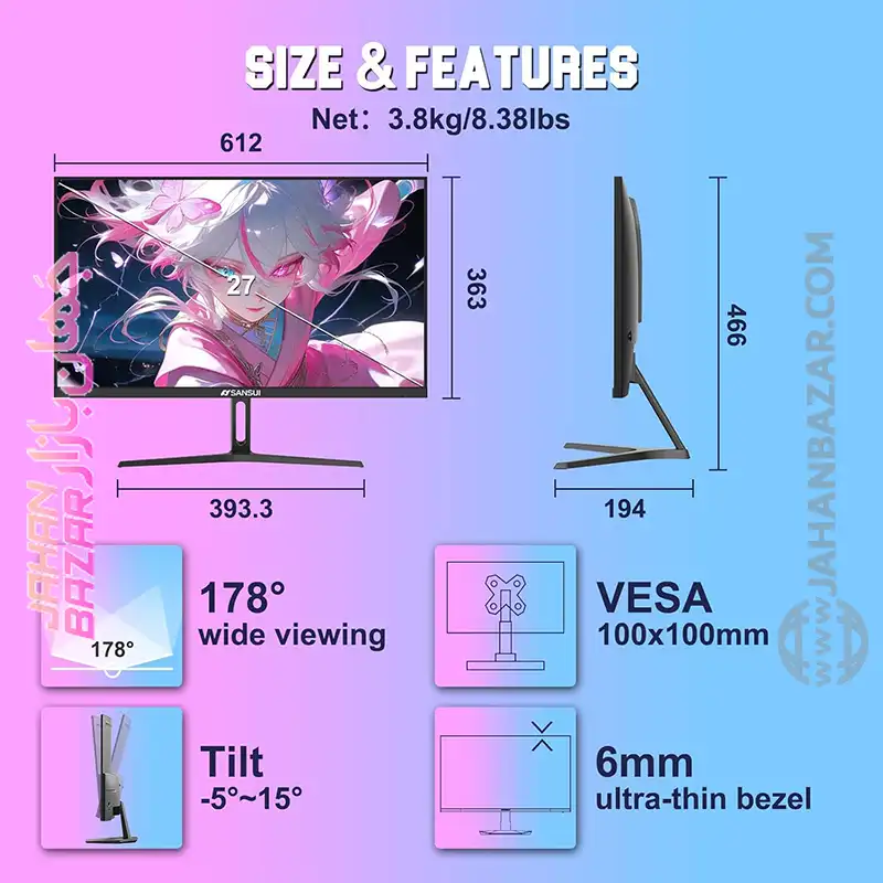 مانيتور گیمینگ 27 اینچ سنسویی SANSUI مدل ESA-G27F6Q PRO - Image 3