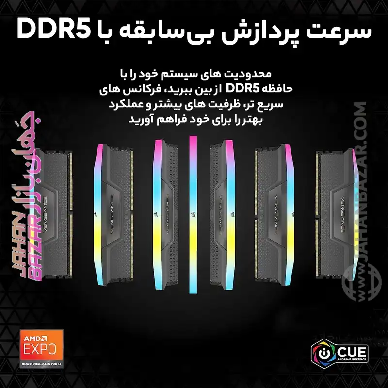 رم دسکتاپ Corsair کورسیر دو کاناله CL38 مدل DDR5-6600MHz VENGEANCE RGB ظرفیت(2x16GB)32GB - Image 6