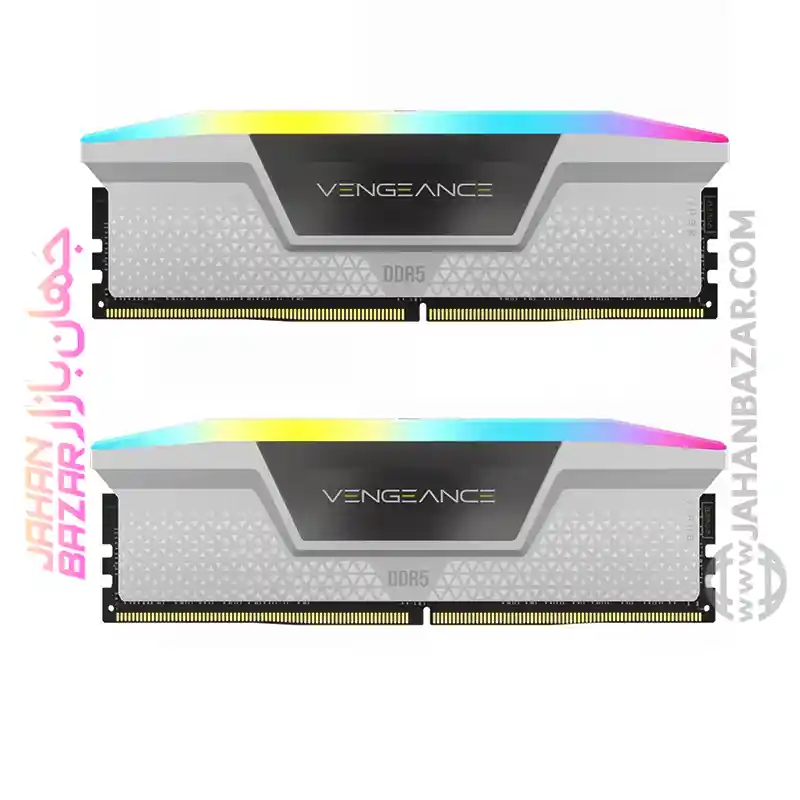 رم دسکتاپ Corsair کورسیر دو کاناله CL40 مدل DDR5-6000MHz VENGEANCE RGB ظرفیت(2x32GB)64GB سفید خرید از جهان بازار