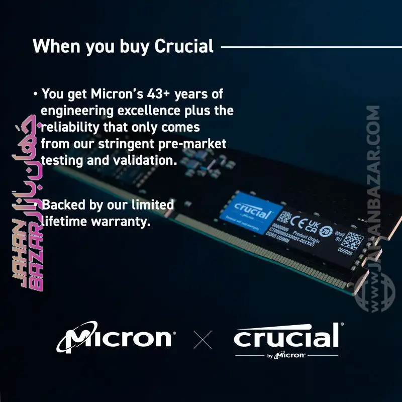 رم دسکتاپ Crucial کروشیال تک کاناله CT32 مدل DDR5 5600 MHz ظرفیت 32GB - Image 4