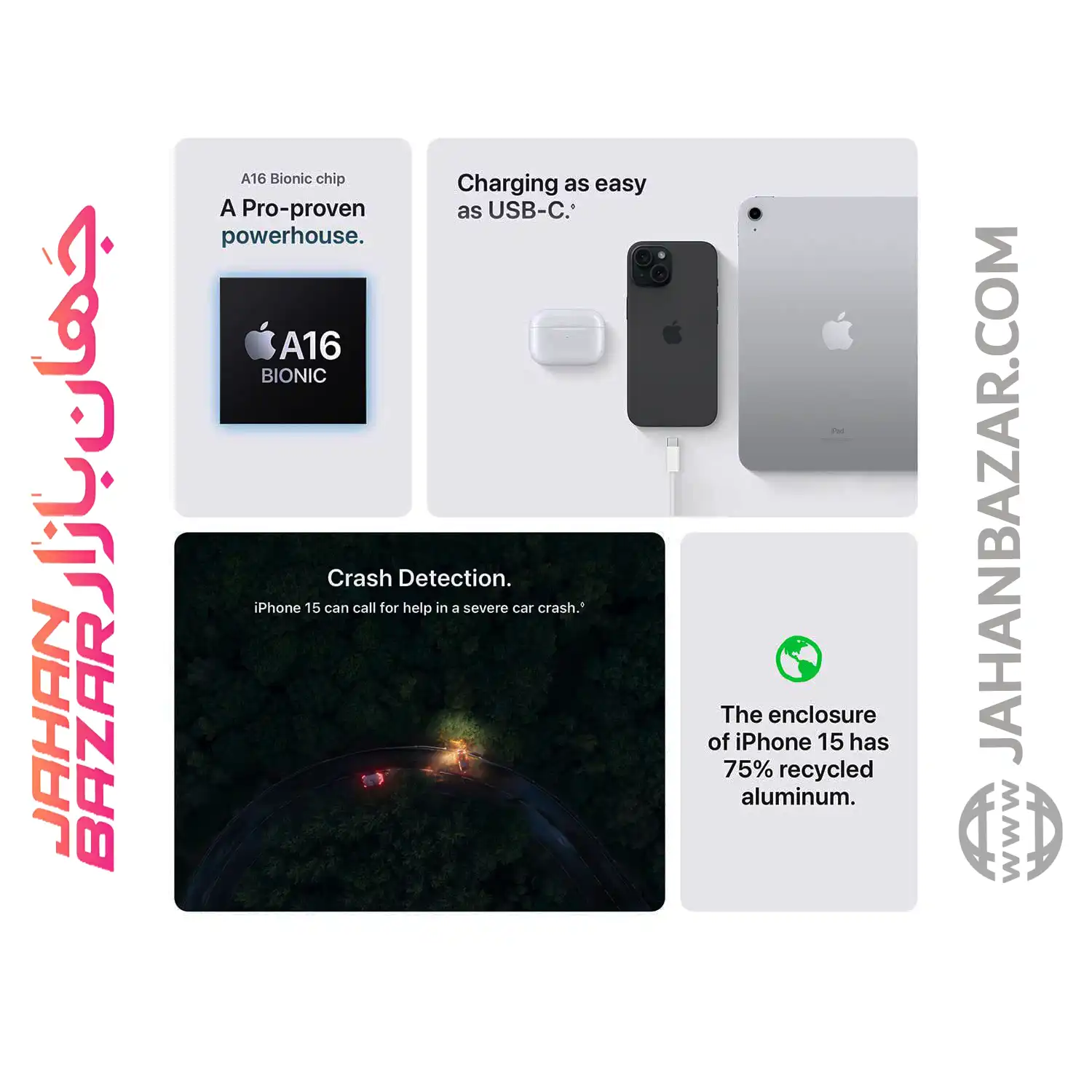 گوشی موبایل اپل iPhone 15 ظرفیت 128 گیگابایت مشکی - Image 6
