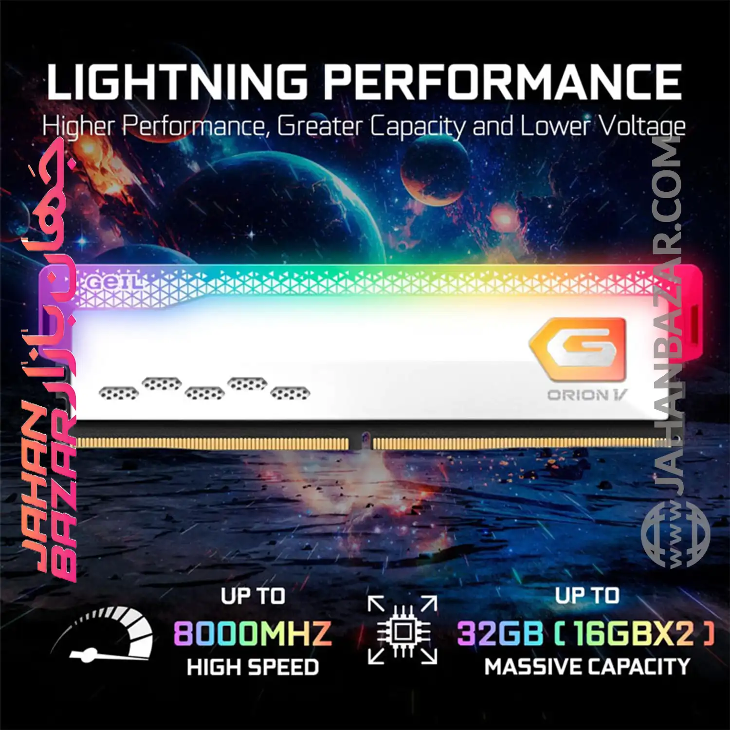 رم دسکتاپ جیل دو کاناله CL36 مدل DDR5 6000 MHz GEIL ORION V WHITE ظرفیت 32GB - تصویر 3