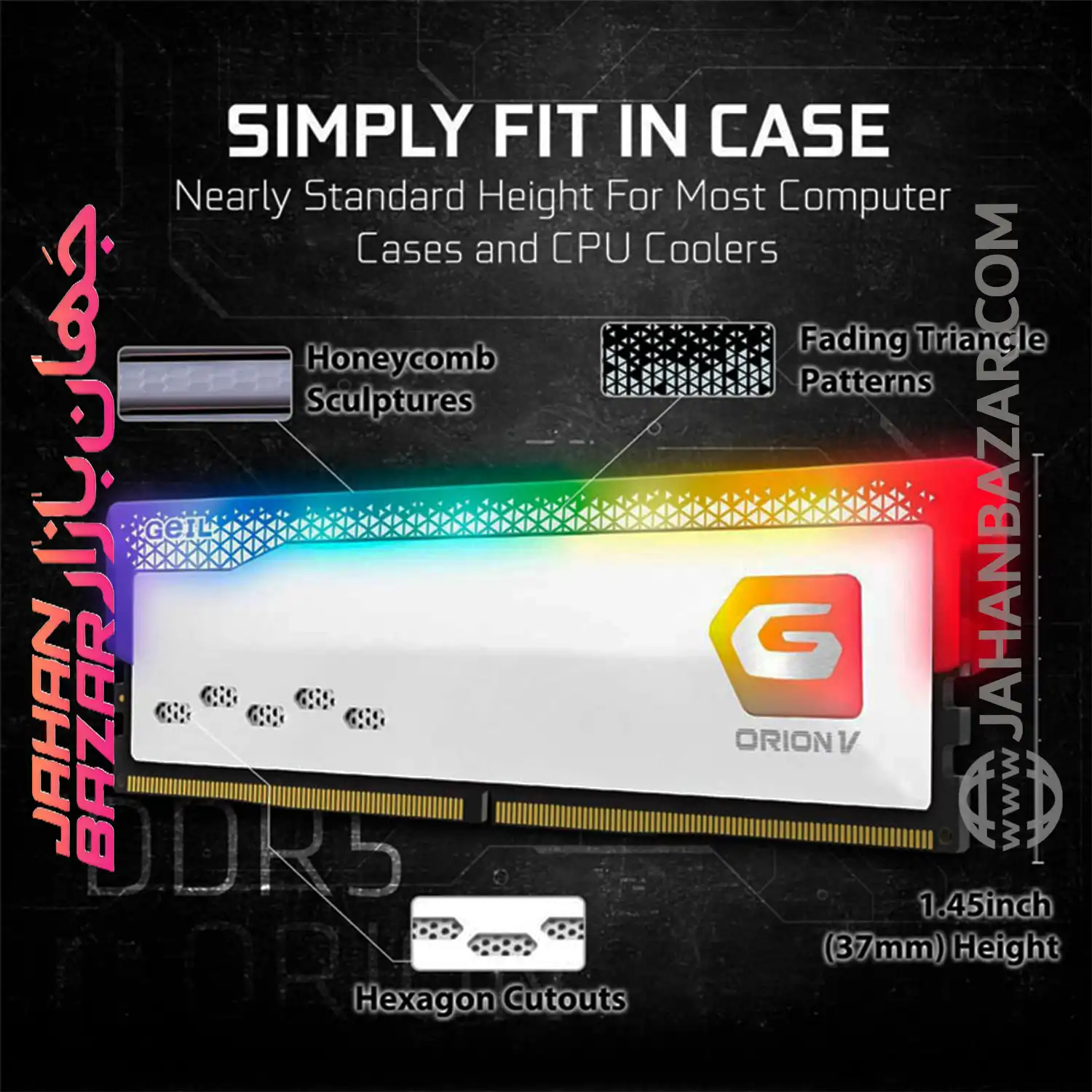 رم دسکتاپ جیل دو کاناله CL36 مدل DDR5 6000 MHz GEIL ORION V WHITE ظرفیت 32GB - تصویر 6